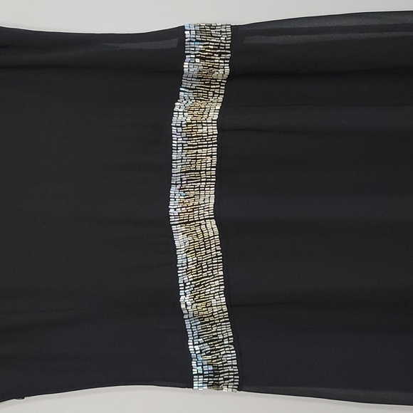 Black Beaded Chiffon Cocktail Dress, Size 10 - Picture 8 of 16